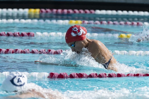 Keren swimming butterfly during a race